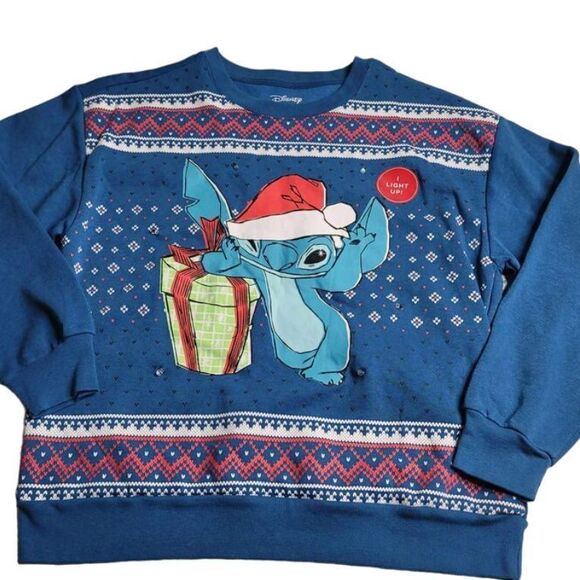 NWOT Disney Stitch Light Up Christmas‎ Sweater Medium - Picture 1 of 7